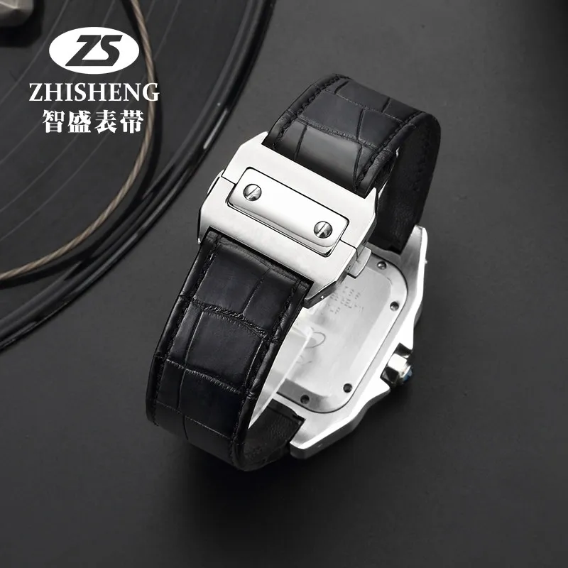 Роскошные мужские часы с ремешком из крокодиловой кожи 20 мм 23 черные модные