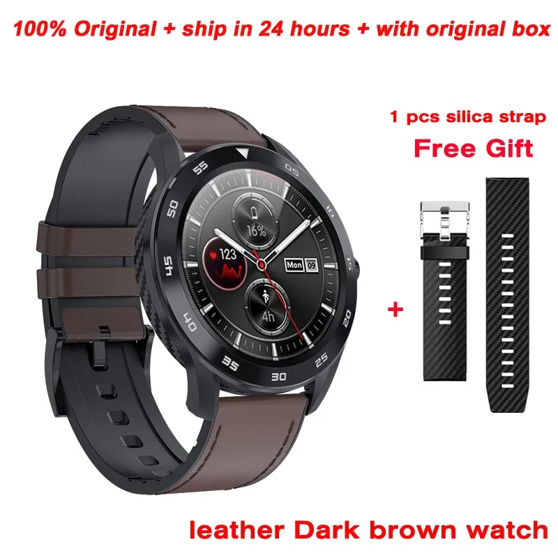 leather dark brown Greentiger DT98 Смарт часы для мужчин ЭКГ+ PPG HRV монитор сердечного ритма секундомер Bluetooth Вызов IP68 Водонепроницаемый Smartwatch VS B57 F8 L7 - Цвет: leather dark brown