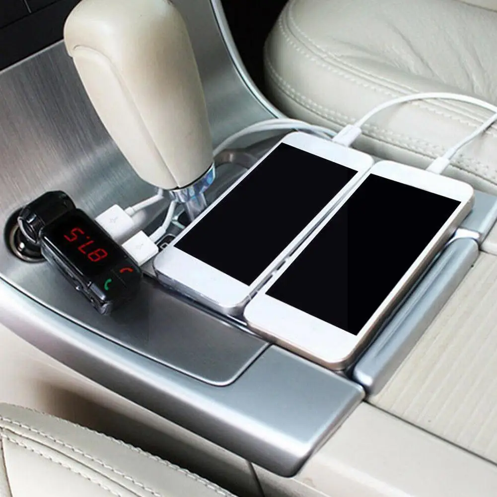 

Car MP3 Bluetooth-compatible -compatible Hands-Free Phone Car Charger U Disk Interface Fm USB Dual Transmitter P0B9