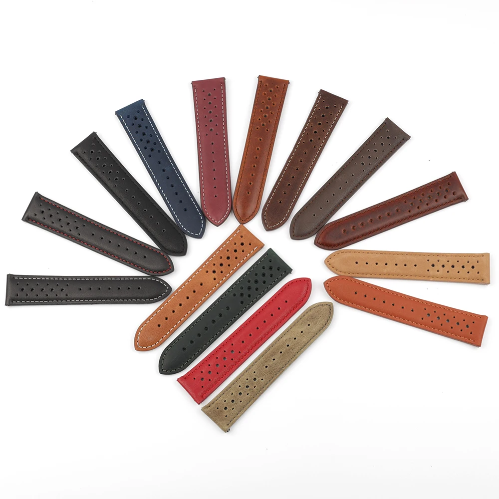 Watch Strap Belts Genuine Leather 18mm 20mm 22mm 24mm Watchbands Brown Women Men Bracelet Band Steel Siver Buckle Accessories