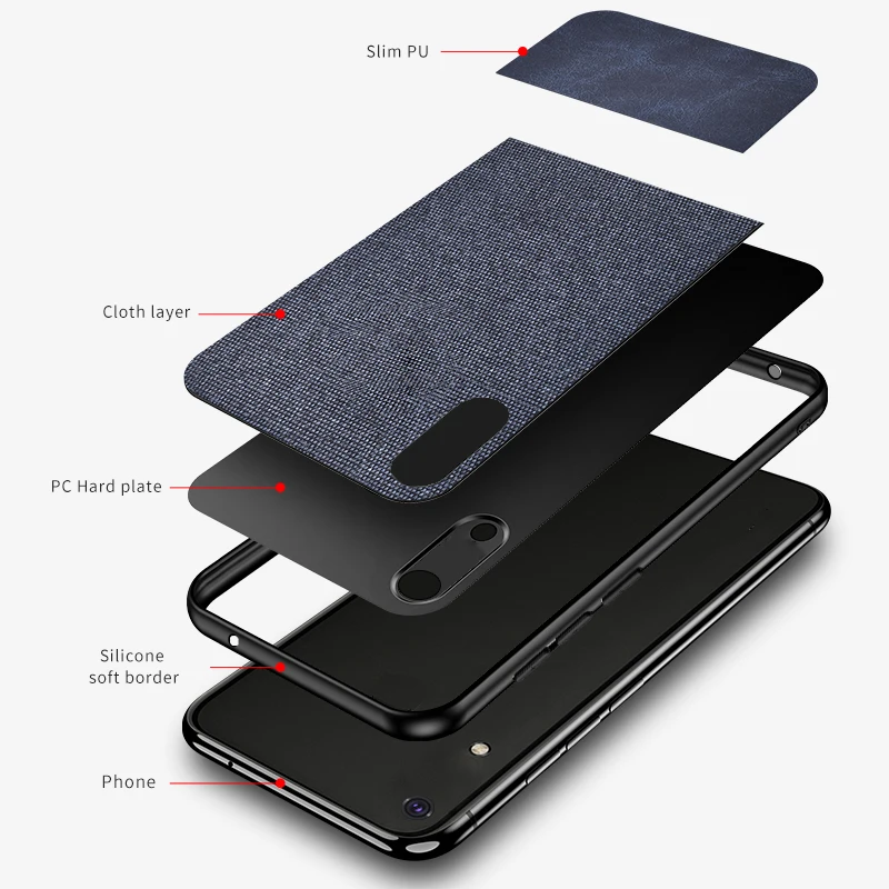 Cloth Fabric for huawei Y6 2019 case Luxury Cover Shockproof Hard Soft Frame Armor Case For Huawei |