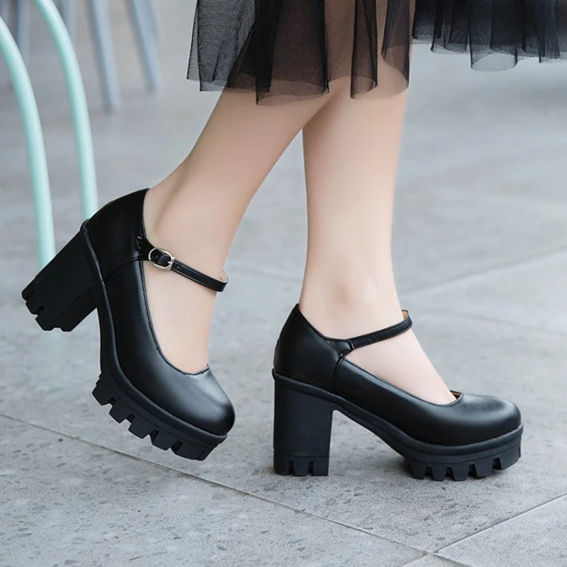 Весенне-осенняя английская обувь в стиле ретро с круглым носком для студентов