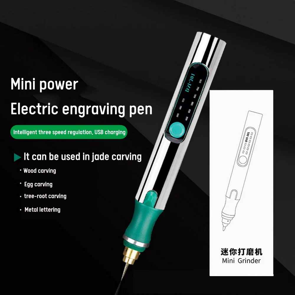 

25W Electric Engraving Pen Rechargeable Grinding Tool 3 Gears Speeds Stone Nail Polishing Machine Metal Carving Device
