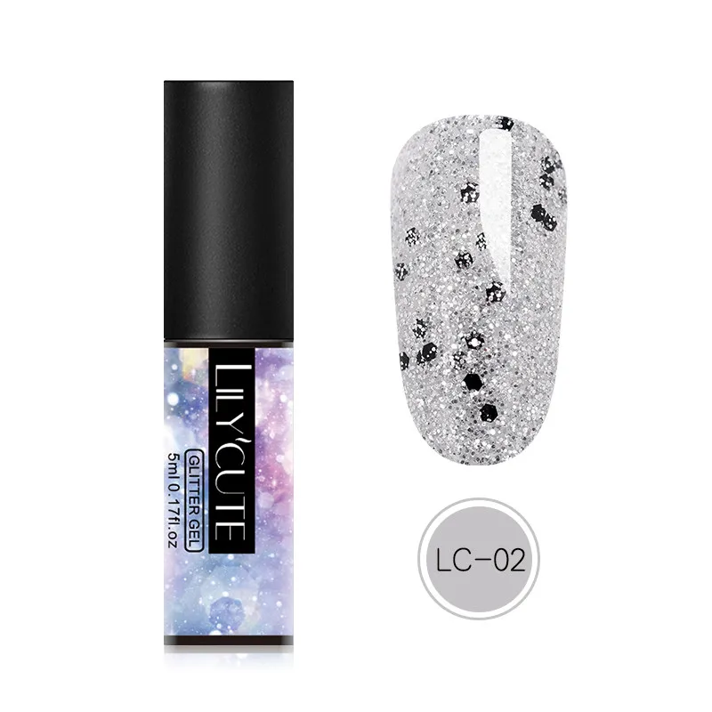glitter 02 LILYCUTE блестки Гель-лак для ногтей замочить от ногтей УФ светодиодный Блеск Гель-лак для маникюра инструмент для дизайна - Цвет: glitter 02