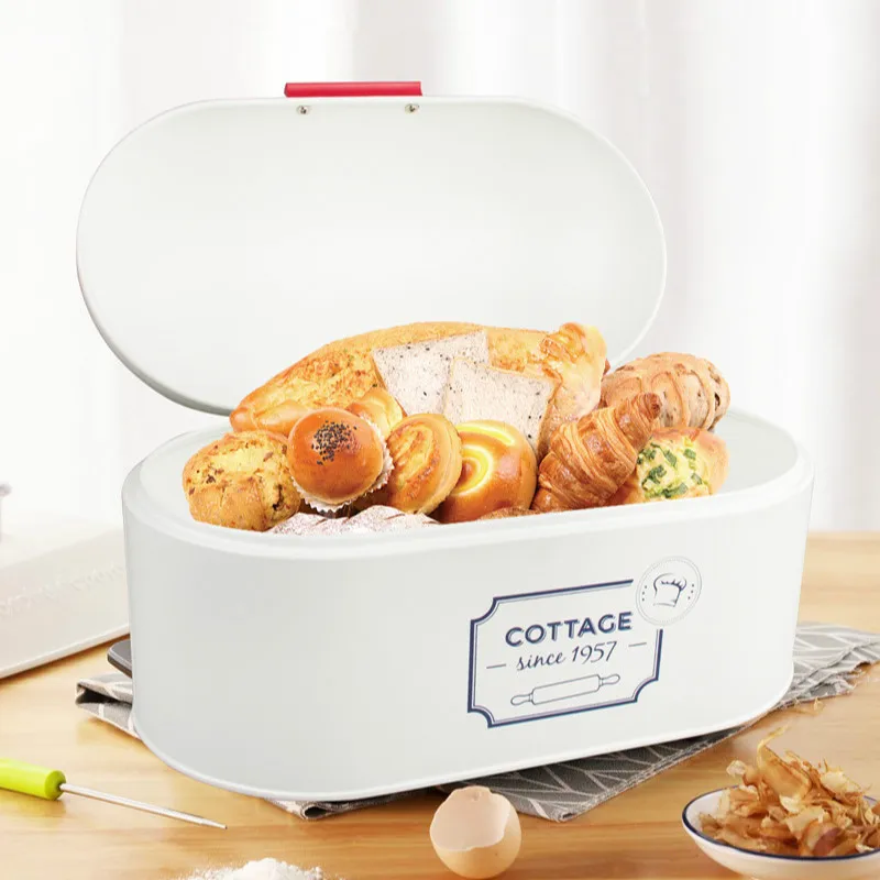 

Creative Large Capacity Wrought Iron Bread Box Kitchen Meal Dustproof Storage Box Sundries Storage Decorative Metal Storage Box