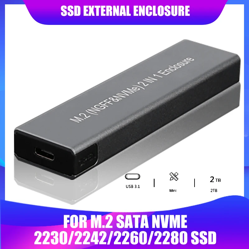 Корпус внешний для жесткого диска USB Type C SSD чехол жесткий диск ПК M.2 NGFF NVME SATA M/B Key |