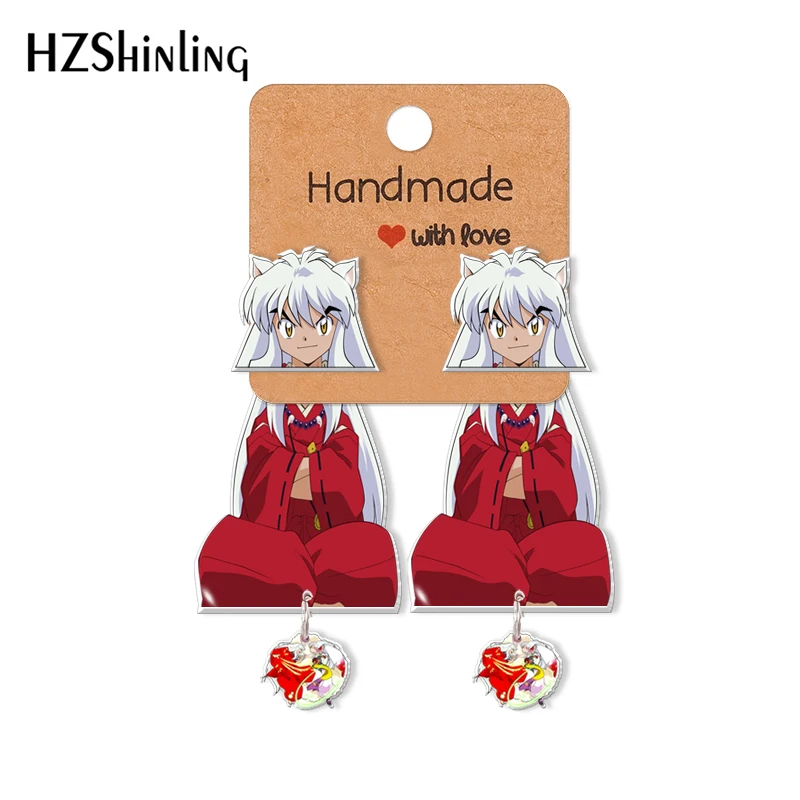 2021 акриловые серьги-клипсы с узором Sesshoumaru inuyasha серьги-гвоздики из эпоксидной