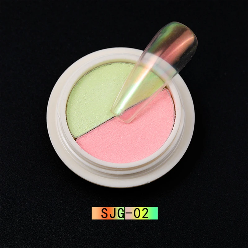 1 коробка два цвета лак хамелеон зеркальный хромовый сплошной порошок цветной