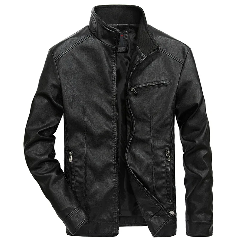 

2021 Men Motorcycle Leather Jacket Plus Size 4XL 5XL Punk Streetwear Coats for Male Winter Warm Bomber Suits Windbreaker Outwear