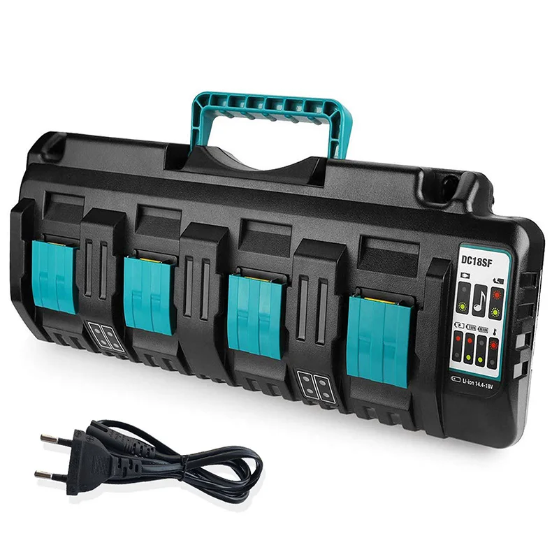 

For Makita DC18SF BL1430 BL1830 BL1850 14.4V 18V Li-ion Charger Rapid Optimum 4-Port 3A DC18RD 4A DC18RF 3.5A BL1860