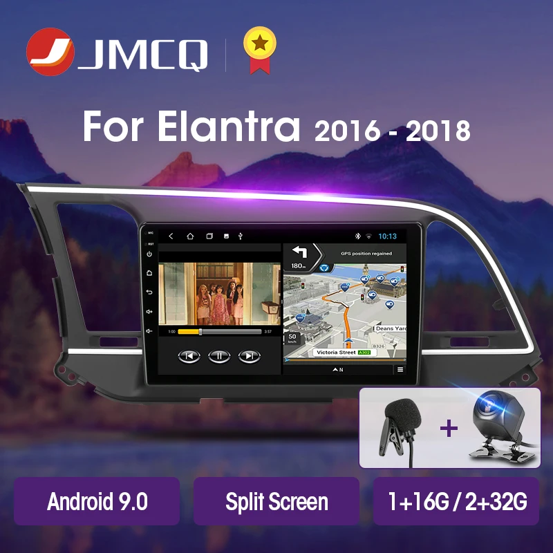 Автомагнитола JMCQ T3L PLUS для Hyundai Elantra 6 2016-2018 мультимедийный видеопроигрыватель с