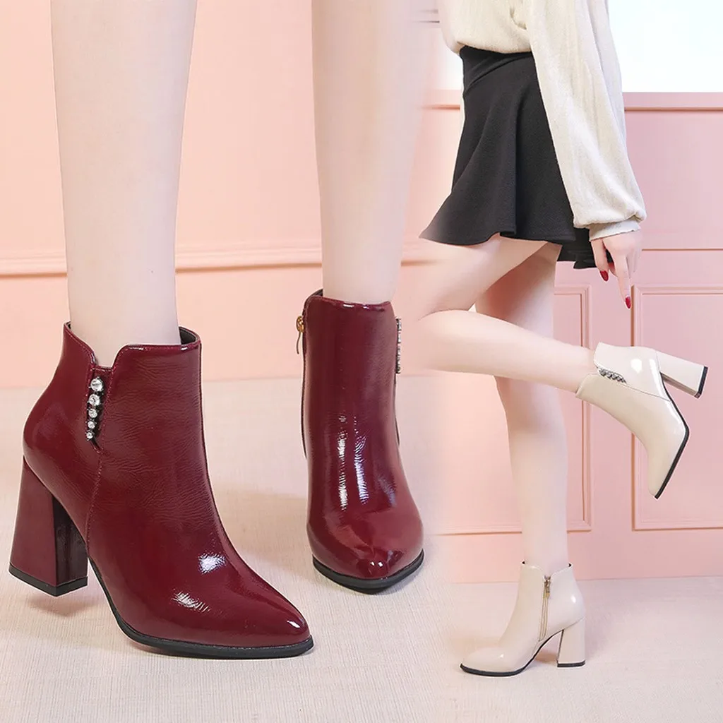 Обувь Для женщин 2019 Женские ботинки зима осень повседневные квадратный каблук на