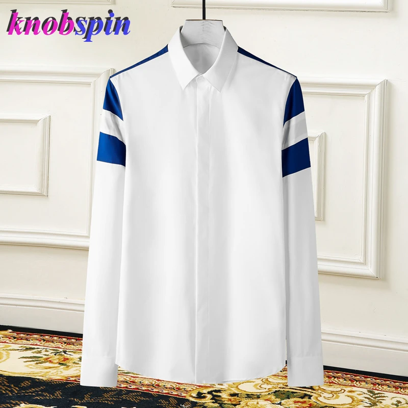 Мужская рубашка с длинным рукавом осенне зимняя приталенная в Европейском стиле