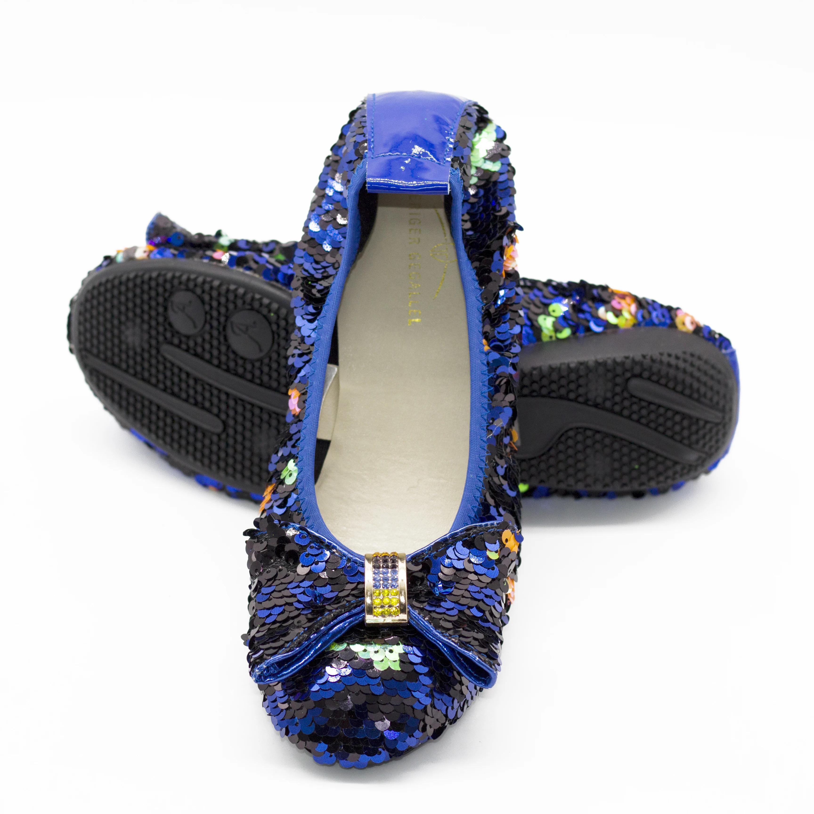 168-25 Colorful Sequined Women Ballet Flats Ballerina Shoes for Ladies Girls Comfort Cute Bow Wedding Dress Flat Banana Shoes