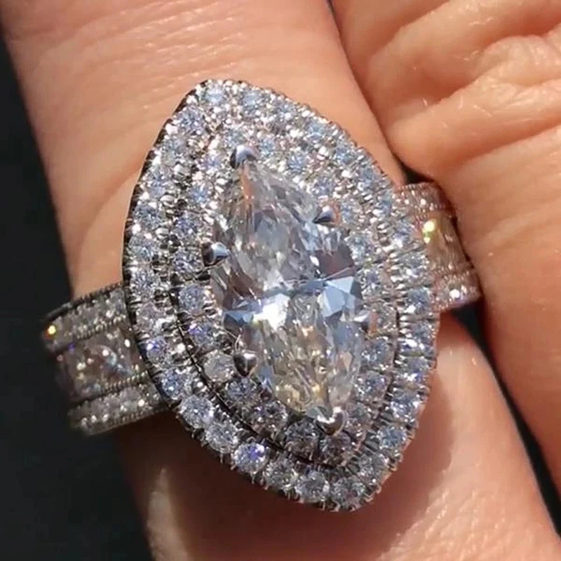 Женское кольцо с фианитом Huitan Fashion Marquise элегантное ювелирное украшение для