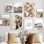 Эгейское море высушенный цветок трава Лев Крупный рогатый скот настенная живопись холст скандинавские постеры и принты настенные картинки для декора гостиной