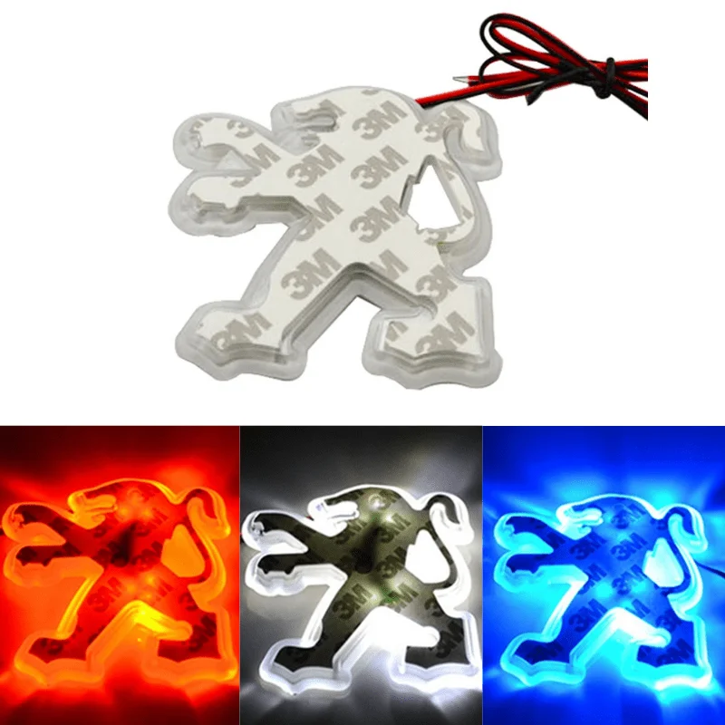 Светодиодная Эмблема для автомобиля логотипа 308 207 307 508 206 406 Задняя значок кузова