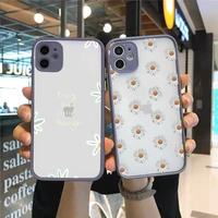 daisy flower phone case for iphone 13 12 11 mini pro xr xs max 7 8 plus x matte transparent gray back cover