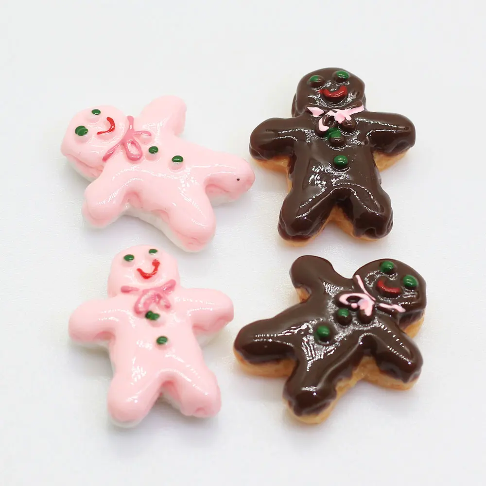 

Новогодние изделия GingerbSnowman печенье ремесла с плоской задней кабошон, украшения для скрапбукинга Fit Заколки для волос украшения