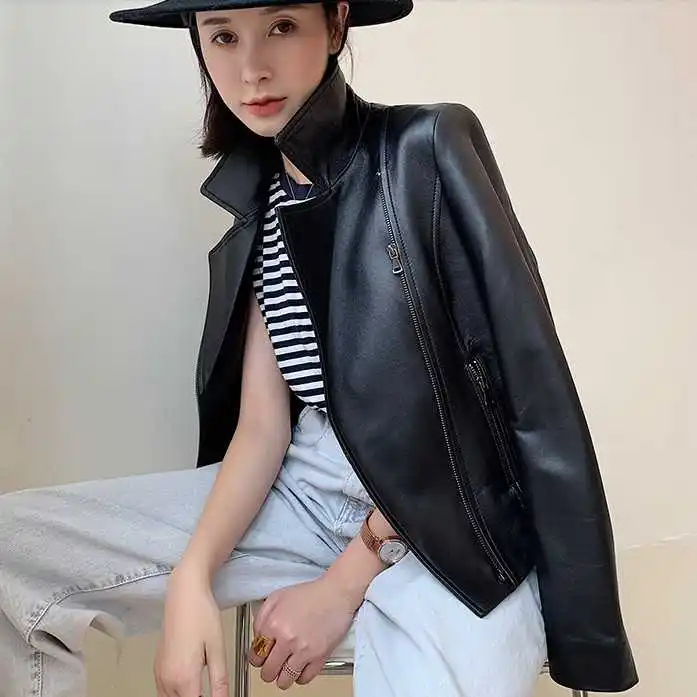 High Quality Genuine Leather Jackets For Women Luxury Real Sheepskin Coat Casual Fashion Ladies Sheep Skin Short Basic Outwear