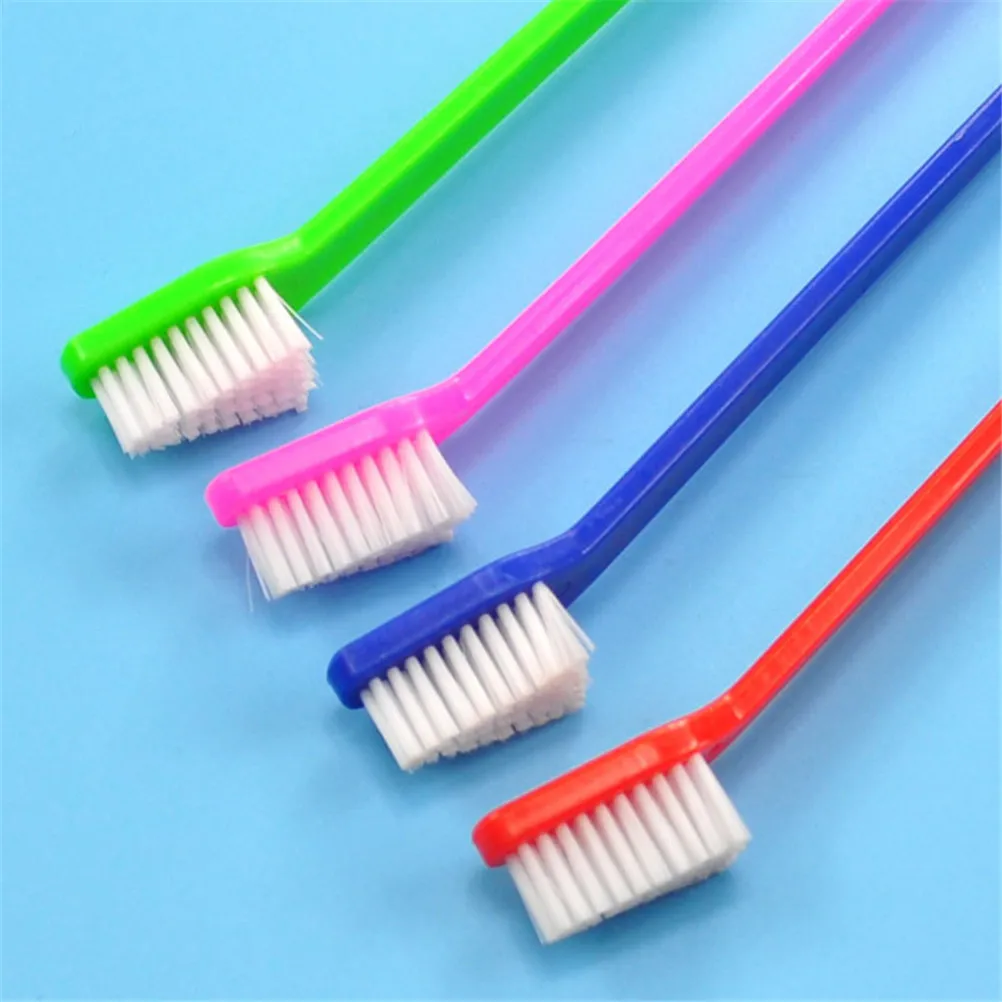 

New 1pc Cute Double Head Pet Finger Toothbrush Dog Brush Breath Teeth Care Cat Cleaning Accessories Pet Supplies Random Color