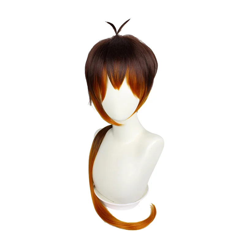 

Genshin Impact Zhongli Cos wig, Lord Yan, hall leader of dying hall, mixed color gradient braid, easy to shape