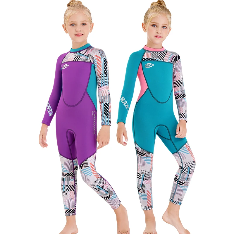 

2.5mm Children Girl Bathing Suit Wetsuit Long Sleeve Keep Warm Diving Suit Swimwear Surfing Swimsuits Jellyfish Neoprene Wetsuit