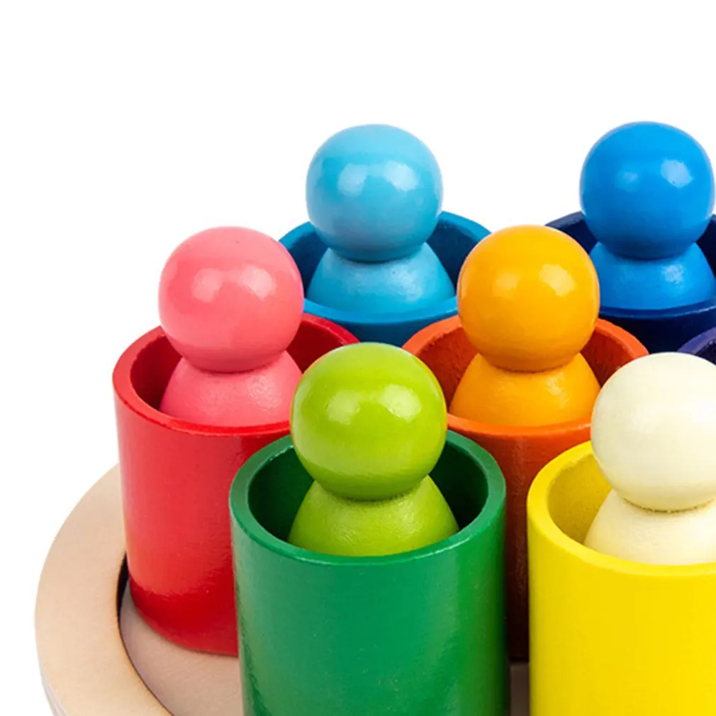 

Wooden toys DIY assembled house rainbow building blocks set children Montessori early learning stacked balance educational toys