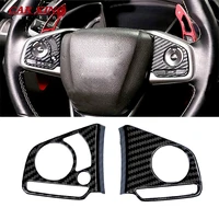 abs carbon fiber steering wheel button stickers panel switch decor trim cover 2pcs for honda civic 10th gen 2016 2017 2018 2019