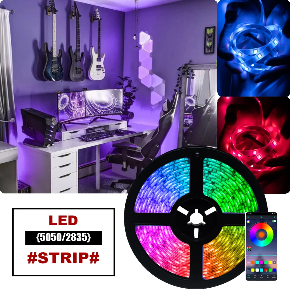 

LED Strip Lights RGB 5050 2835 Neon Waterproof Lamp Flexible Tape Diode luces led 10M5M DC12V For Festival Party Room Decor