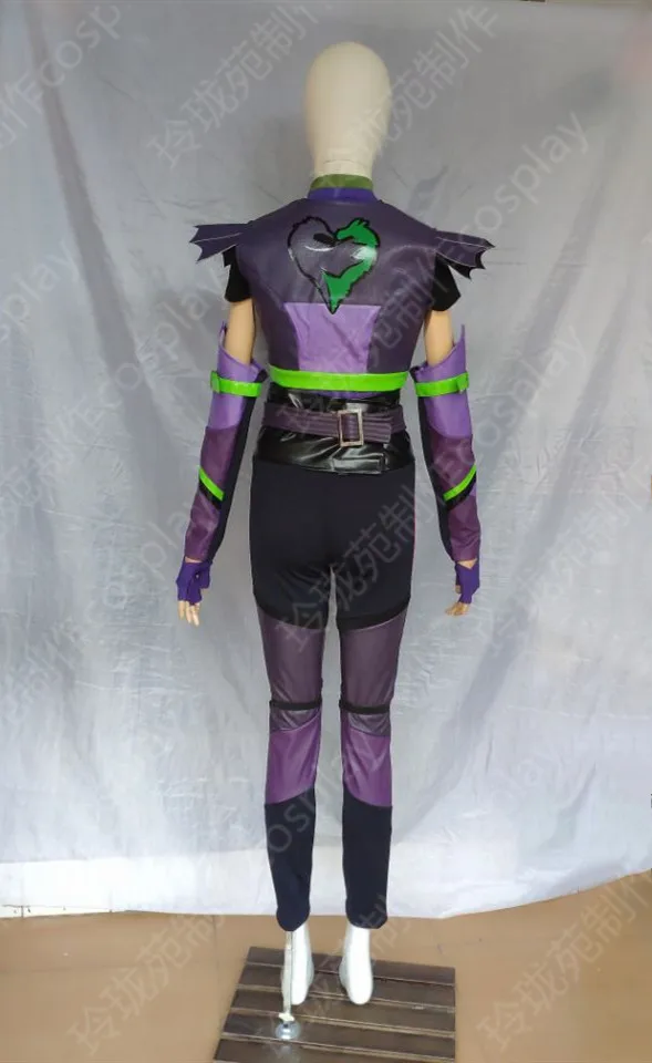 

Cosplay Mal Cosplay Costume Purple Leather Jacket Outfits Halloween Costumes for Women custom made Mal dress