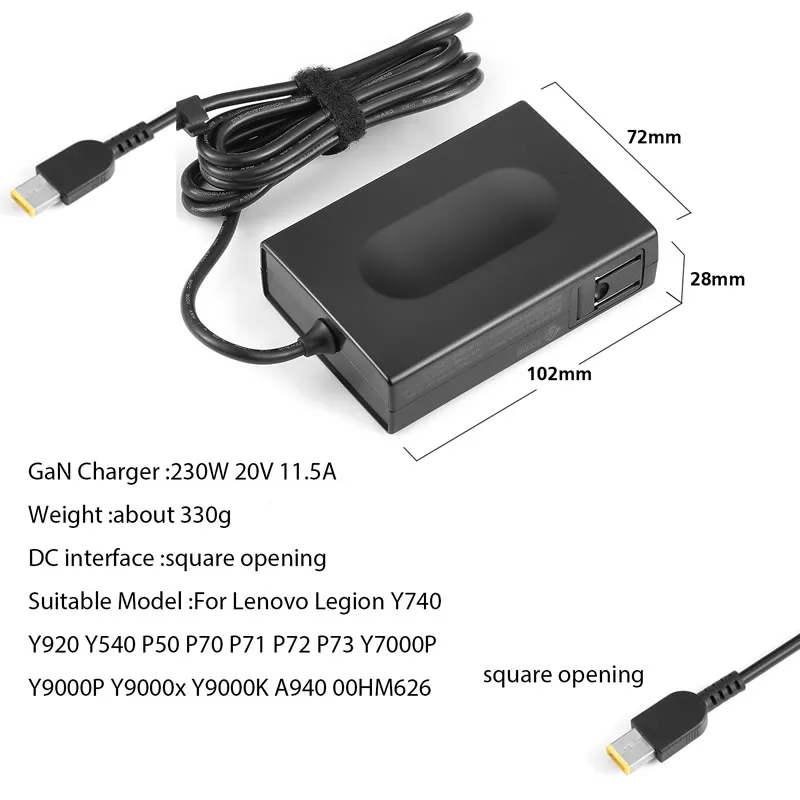 Ган 230 Вт 20В 11.5A адаптер переменного тока для Lenovo Thinkpad Легион Y740 Y920 Y540 P50 P70 P71 P72 P73