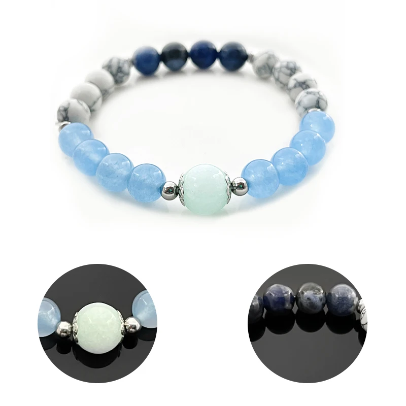 

Handmade Natural Stone Bracelet for Women Fresh Blue Green Couple Simple Charm Bracelet Fashion Jewelry 2021 Party Gifts