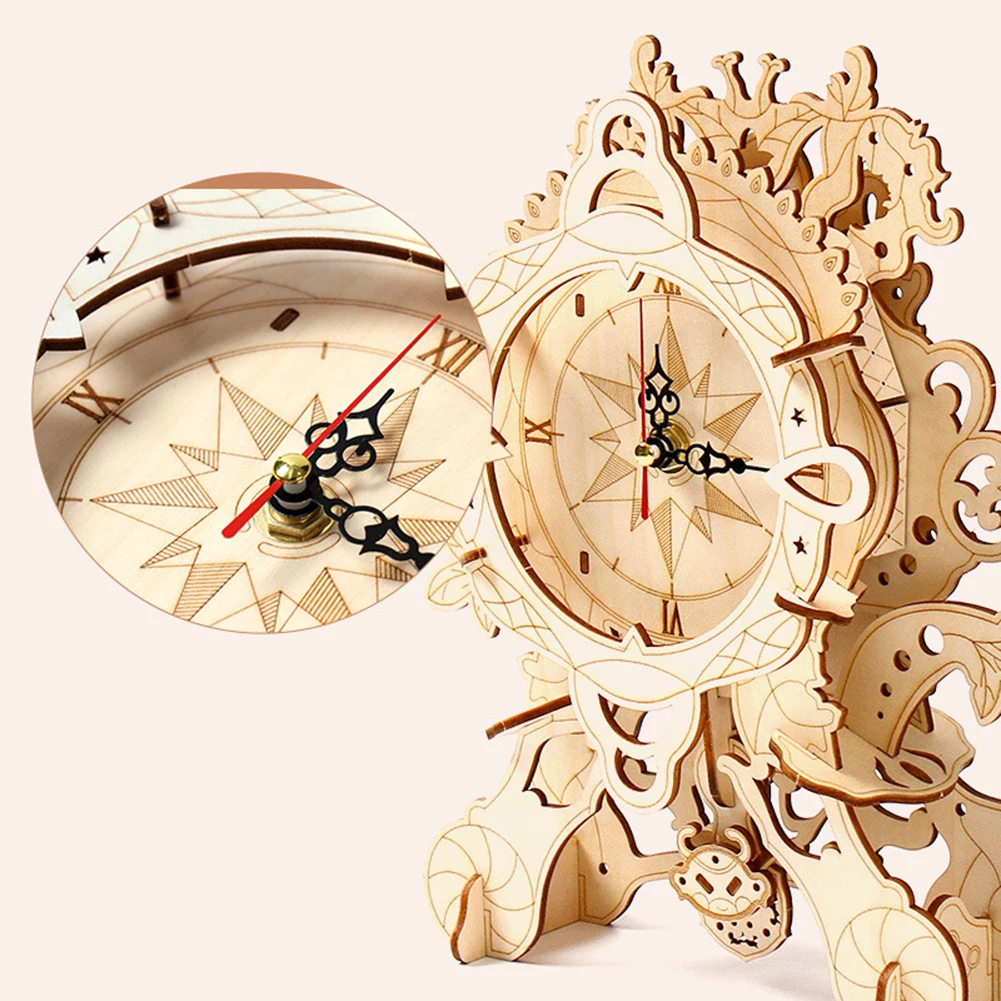 

DIY Retro Clock Model Kits Modern Design Living Room Home Decoration for Children Adult Puzzle Game Raw Wood Toy Gifts