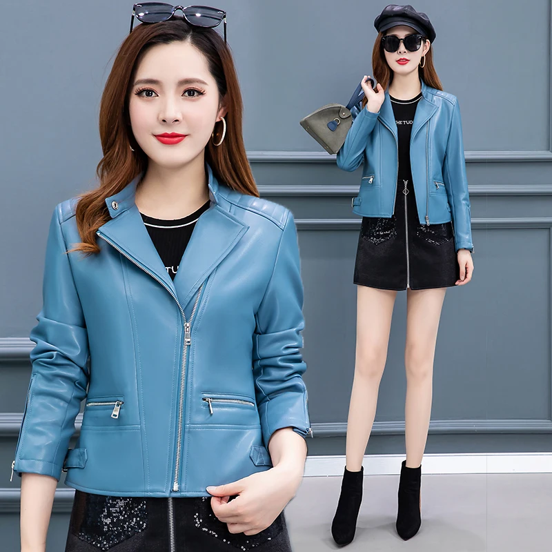 Весенняя Новинка куртка из искусственной кожи короткое пальто для мамы модное