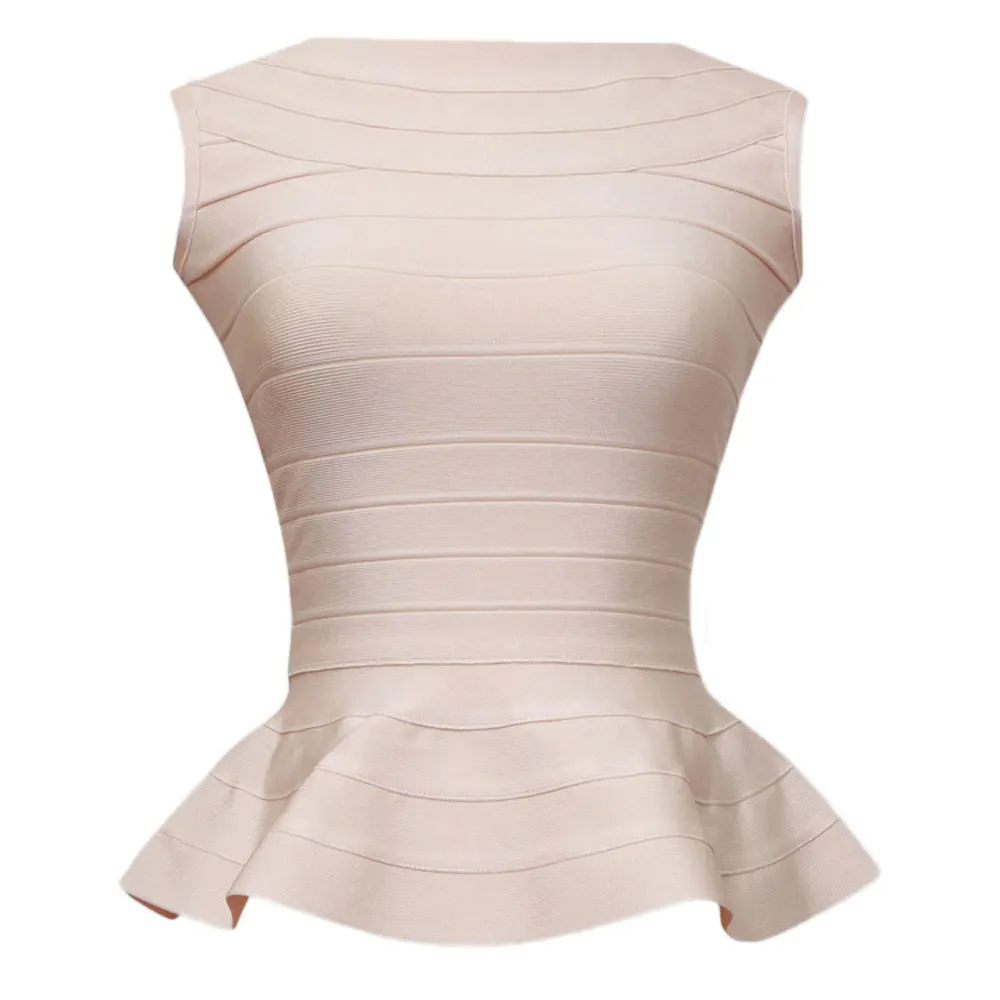 Женский эластичный Топ майка с баской красный бандажный топ рыбьим хвостом