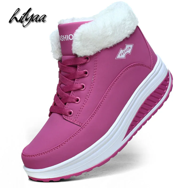 2019 Для женщин подъем толстая подошва однотонные зимние сапоги с отворотами