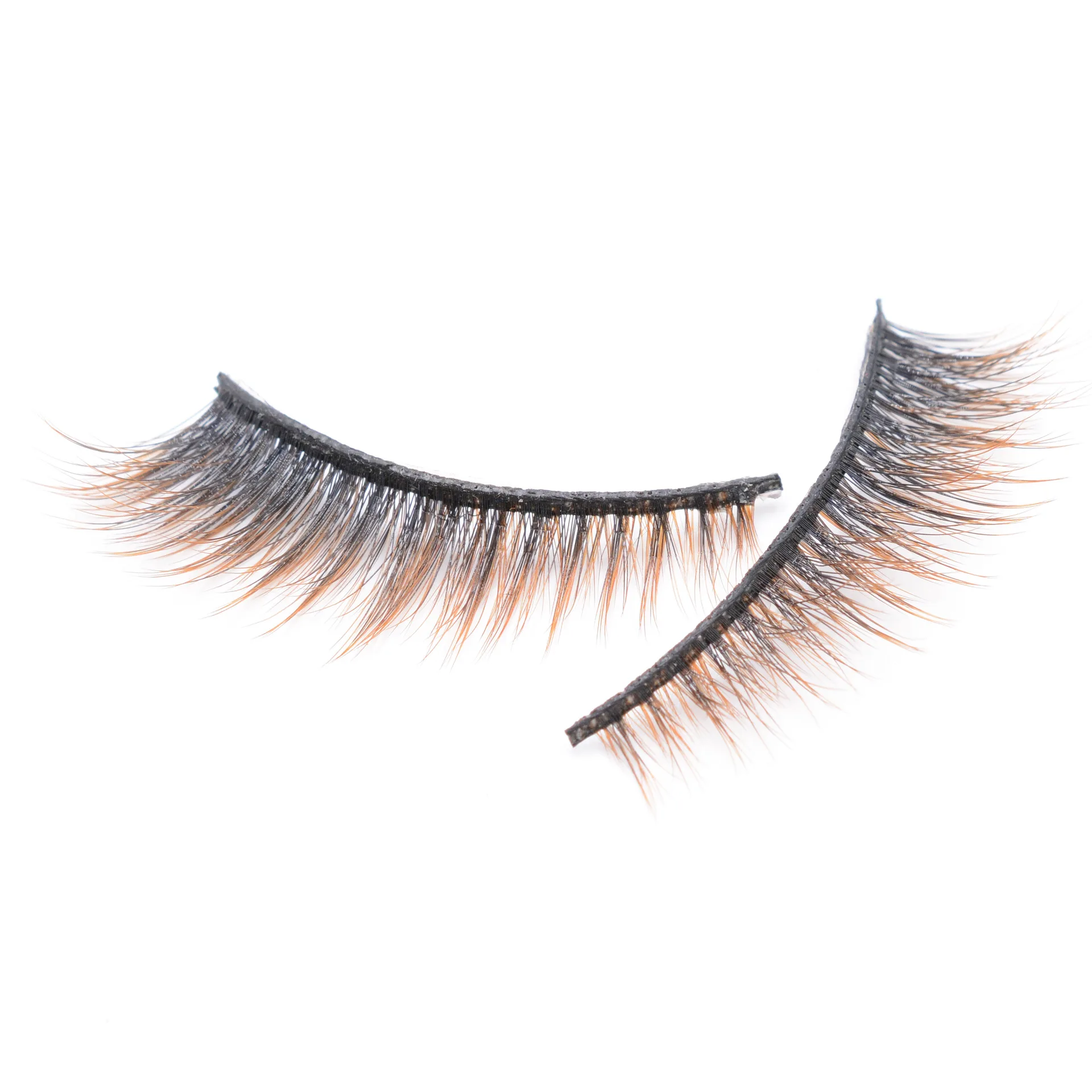 Накладные ресницы из натурального меха норки 3D коричневый градиентный цвет