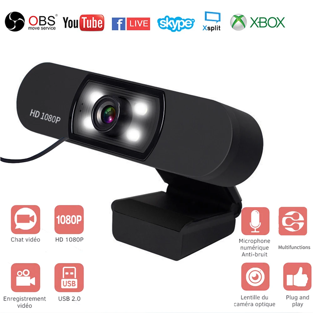 

Веб-камера 1080P HDWeb камера со встроенным HD микрофоном 1920x1080p USB Plug n Play веб-камера широкоформатное видео