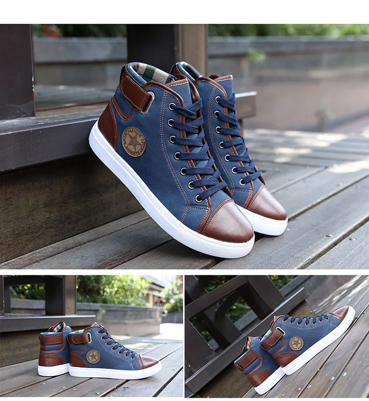 Mens Designer Trainers High Top Men Shoes Canvas Casual SPRING Autumn Male Footwear Patchwork Plus Size | Обувь