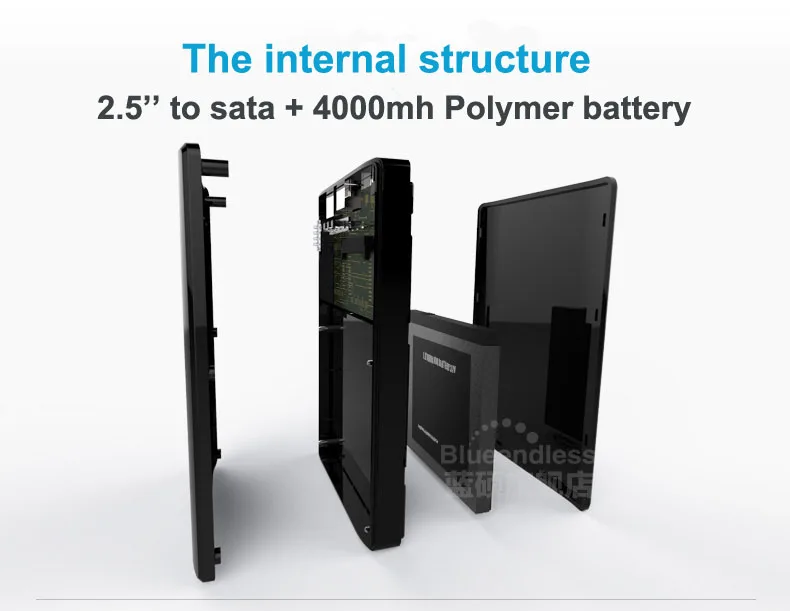 Горячая новинка 2015 года blueendless 4000 мАч Внешний аккумулятор sata для USB 3 0 2 5 hdd Жесткий
