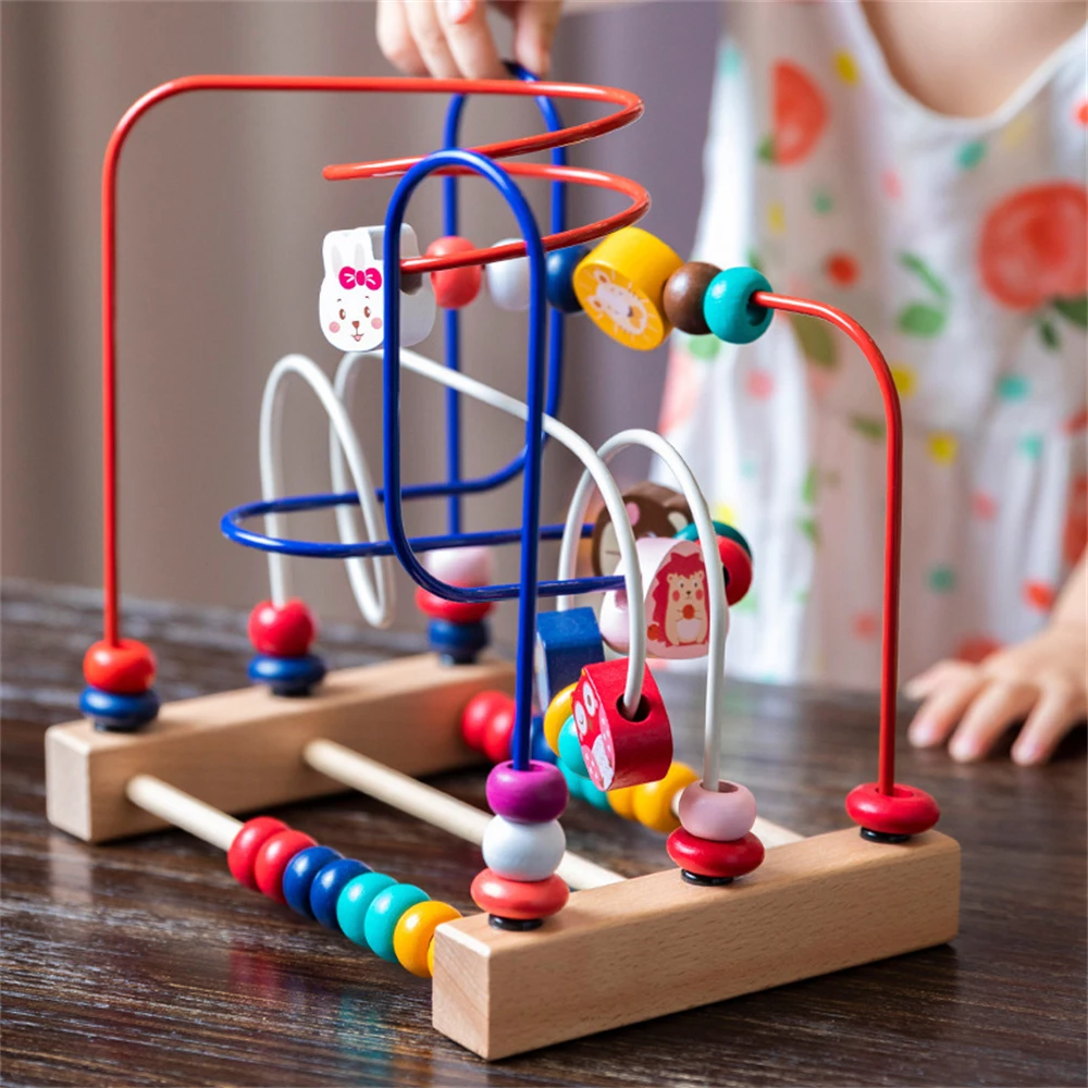 

Animal/Fruit Wooden Round The Bead Toys For Children Around Beads Abacus Math Toys Toddler Early Educational Abacus Baby Gifts