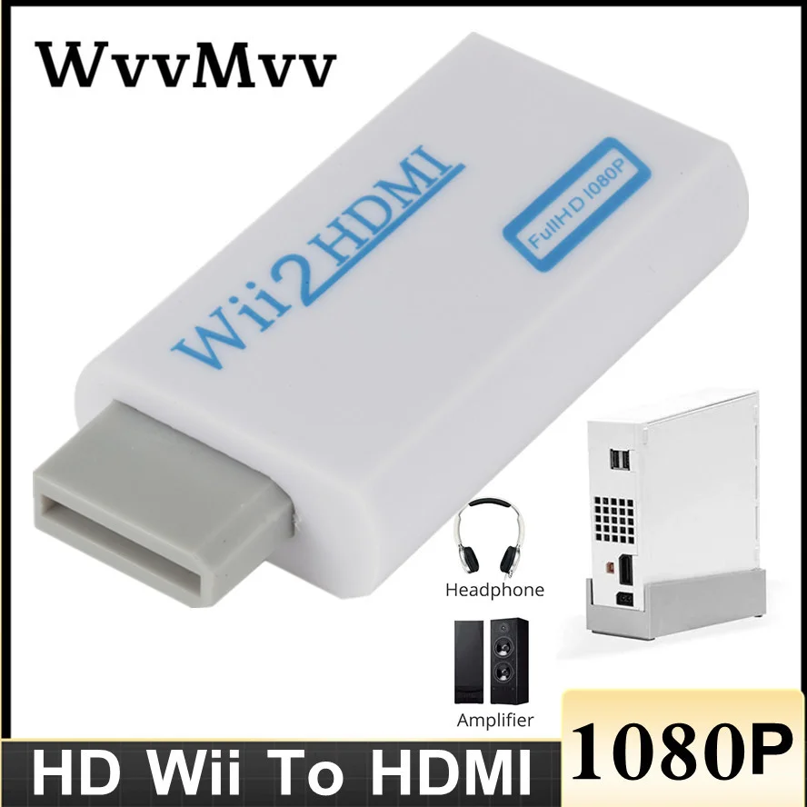 WVVMVV HD 1080P Wii в HDMI-совместимый конвертер адаптер Full HD 720P 1080P 3,5 мм аудио-и видеокабель для ПК HDTV монитора дисплея