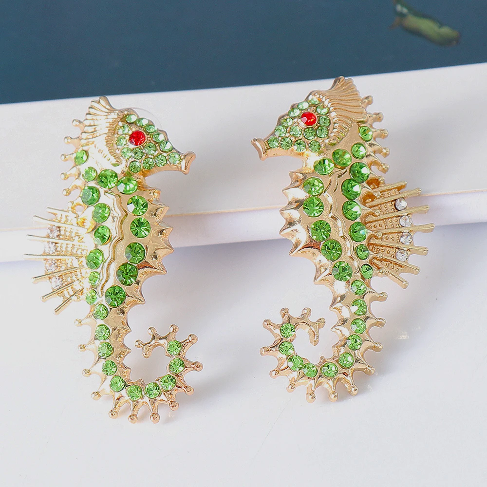 

New Trend Top Green Geometry Women's Earrings Crystal Sweet Rhinestones Chic Unusual Jewelry First Choice For Party Banquet