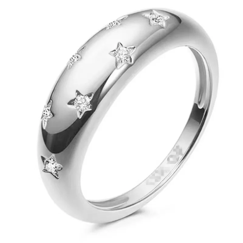 

Cute Super Thin Silver Color CZ Zircon Star Rings Wedding Engagement Party Gifts for Women Lady Girl Lover's Rings Fine Jewelry