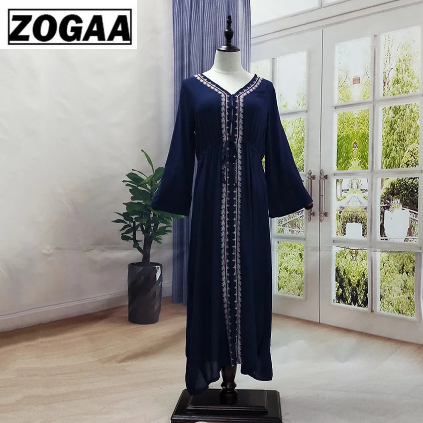 Платье туника ZOGAA Пляжное хлопковое с вышивкой|Женские платья| |