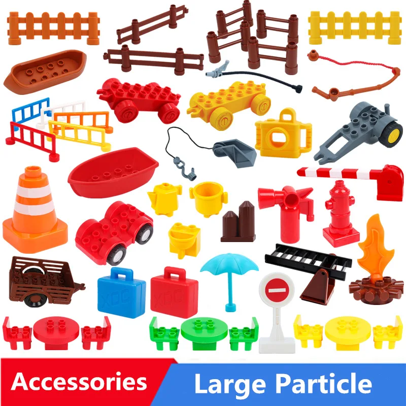 

Big Size Diy Building Blocks Fire Suitcase Fence Torch Tables Bulk Accessories Compatible With Brands Toys For Children Gifts