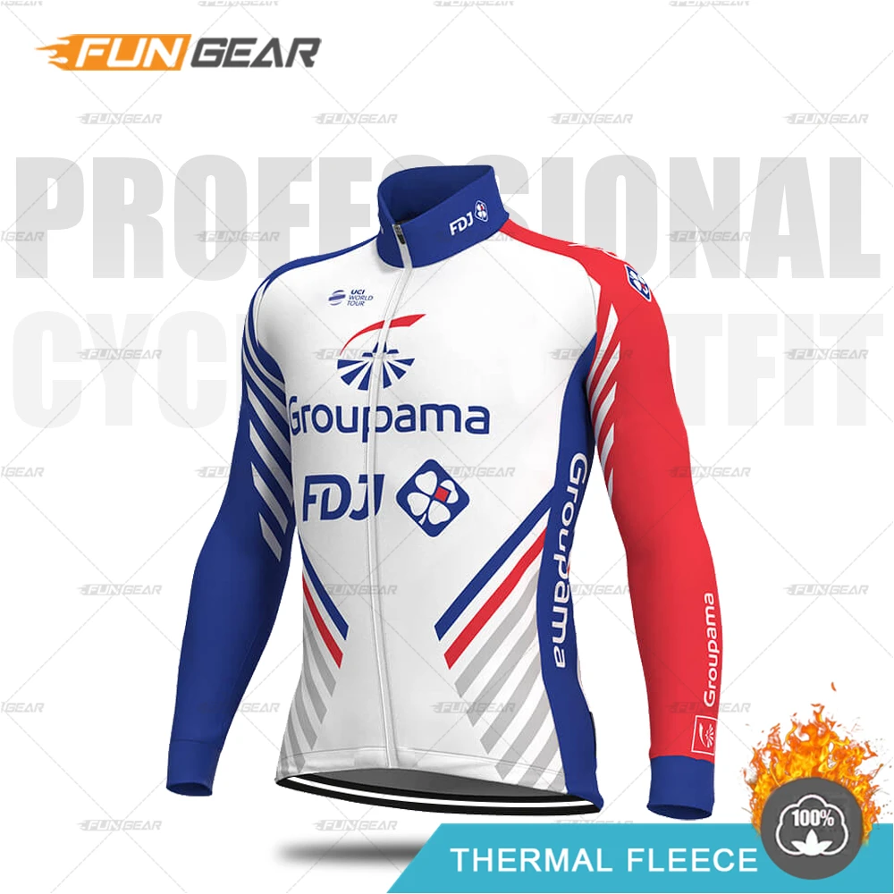 FDJ Pro Team рубашка с длинным рукавом мужская куртка термо флисовый Топ Одежда для велоспорта зимняя теплая одежда Джерси для велоспорта