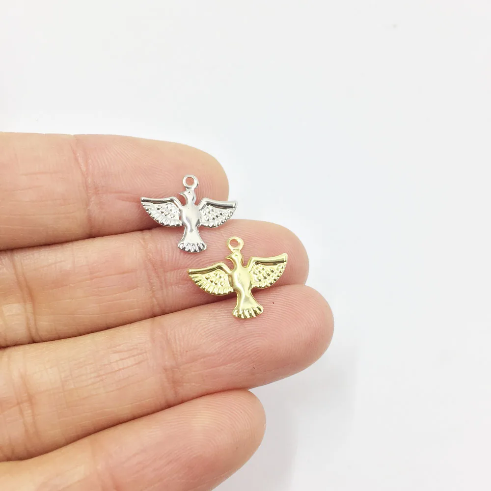 

Eruifa 30pcs 14mm Eagle Finding Dangling Leaf DIY Charms Pendant silver and Gold Jewelry handmade DIY 2 colors