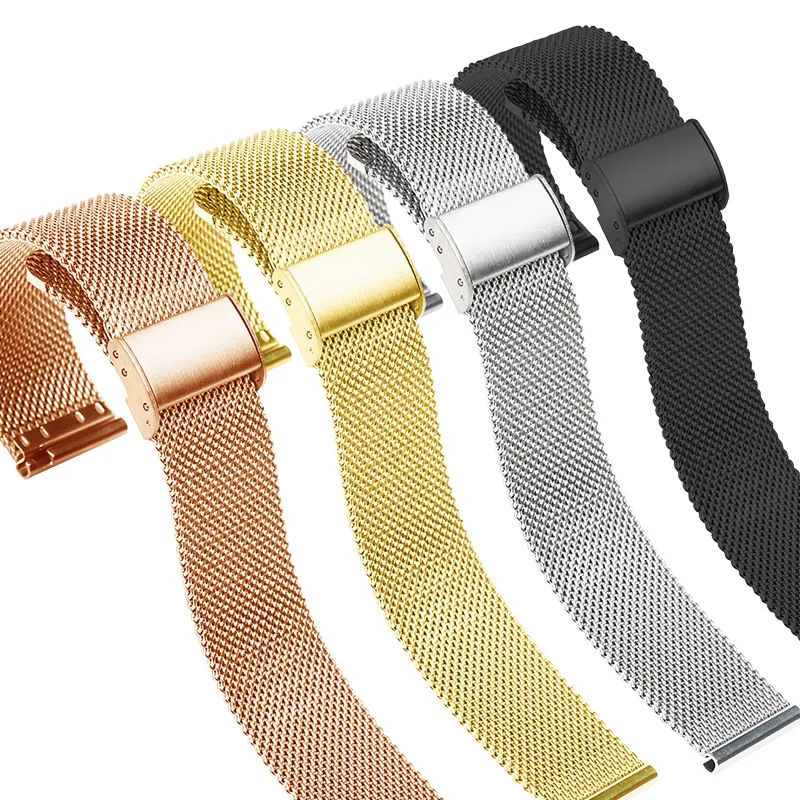 

NEW Style Stainless Steel Mesh WatchBand Hook Buckle Watch Strap Replacement Bracelet 18 20 22 MM Cinturino Orologio